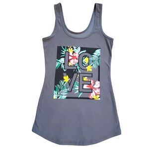 ☕ No Boundaries Grey Tank Top with Floral Graphic